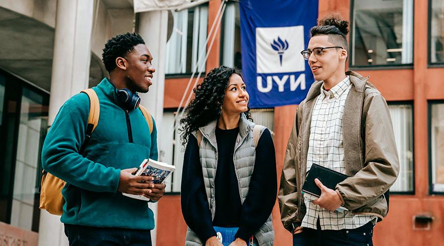 three diverse students at a transfer event